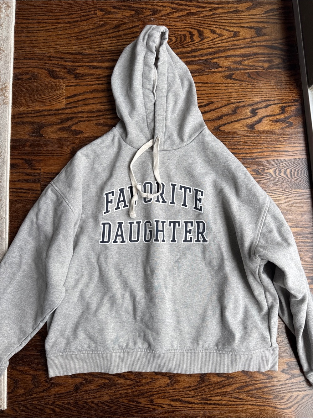 Favorite Daughter Gray Hooded Sweatshirt with 'Favorite Daughter' Print